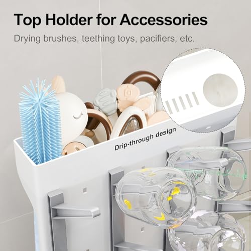 GoMaihe Baby Bottle Drying Rack: Space Saving Vertical Bottle Dryer Holder - color: Gray, size: Standard