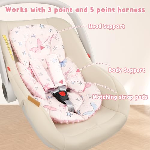 GFU Infant Car Seat Insert Head and Body Support with Strap Pads Pink Star - color: Pink Star