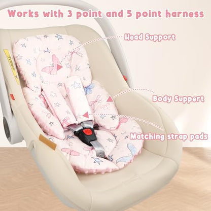 GFU Infant Car Seat Insert Head and Body Support with Strap Pads Pink Star - color: Pink Star