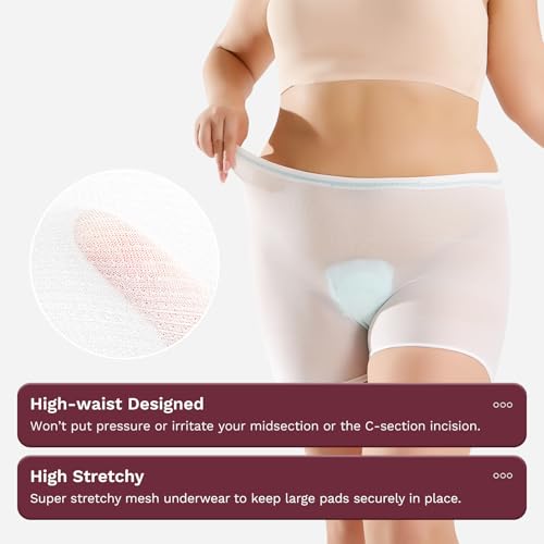 HANSILK Mesh Underwear for Incontinence Pads 8-Pack, White, XX-Large - size: XX-Large