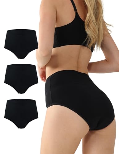 BATTEWA Incontinence Underwear for Women 50ml Leak Proof Panties 3Black M - color: Black, size: Medium