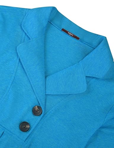 Gaharu Women's Swing Tunic Notch Collar Ladies Button Sweatshirt Long Sleeve Pullover Shirt Tops - color: Blue, size: Medium