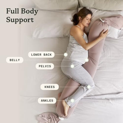 bbhugme Pregnancy Pillow, Dusty Pink - Adjustable Firmness & Shape - color: Dusty Pink