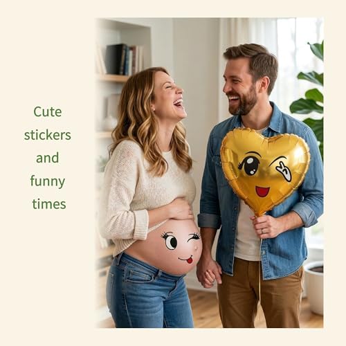 9 Sheets Pregnant Belly Stickers, Funny Maternity Photo Props for Mom-to-Be - style: funny