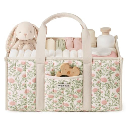 Blissful Diary Floral Diaper Caddy Organizer, Storage Basket, Tulip Garden - color: Tulip Garden