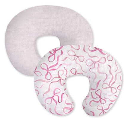 Little Grape Land 100% Cotton Muslin Nursing Pillow Covers 2 Pack, (Bow) - color: Bow/Blush