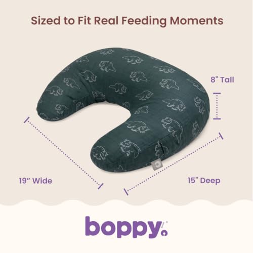 Boppy Nursing Pillow, Safe Ergonomic Breastfeeding & Baby Feeding Support - color: Forest Green Dinos
