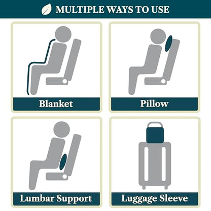 PAVILIA Travel Blanket Pillow, Soft Ribbed Fleece Airplane Blanket, Black - color: Black