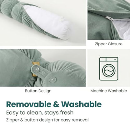 Pat. Pend. Long Body Pillow for Side Sleepers, 59 Inch, Green - color: Green, size: 59" x 7.87"