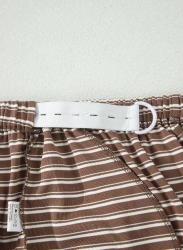 BLENCOT Maternity 2 Piece Outfits Striped Long Sleeve Pregnancy Set - color: Brown, size: Medium
