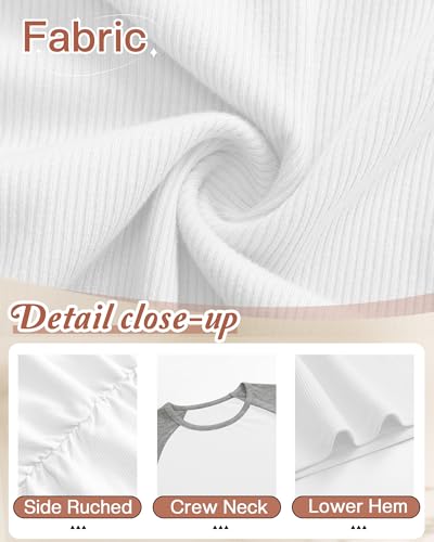 Neer 3 Pack Maternity Long Sleeve Shirts Ribbed Pregnancy Tops - color: Dark Gray, Light Heather Gray, White, size: Medium