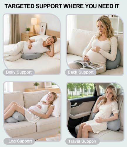 Adjustable Pregnancy Wedge Pillow for Belly & Back Support, Compact Design - color: Grey