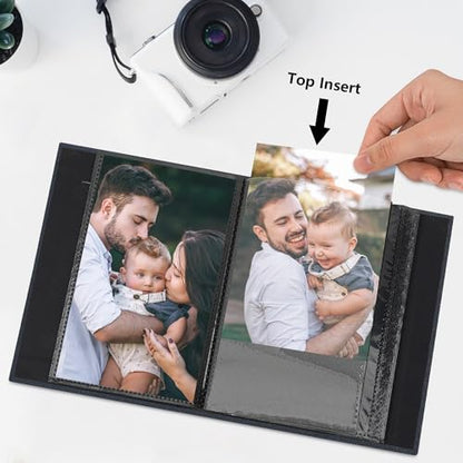 Small 4x6 Photo Album 24 Pockets Linen Cover Gray Blue 2 Pack - color: Gray Blue, size: 24 Pockets 2 Pack