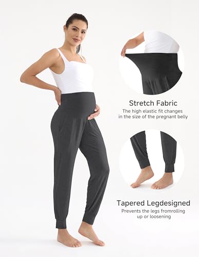 Viscose for Bamboo Maternity Loose Lounge Jogger Pants - color: Dark Grey, size: Small