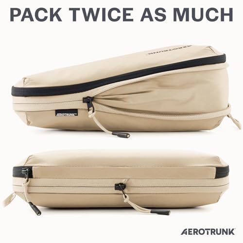 Aerotrunk Ultralight Compression Packing Cubes for Travel, 3-Pack, Beige - color: Beige, size: 3-Pack