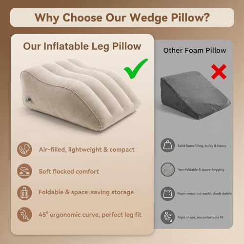 Inflatable Leg Elevation Pillow for Sleeping, Blood Circulation - color: Gray