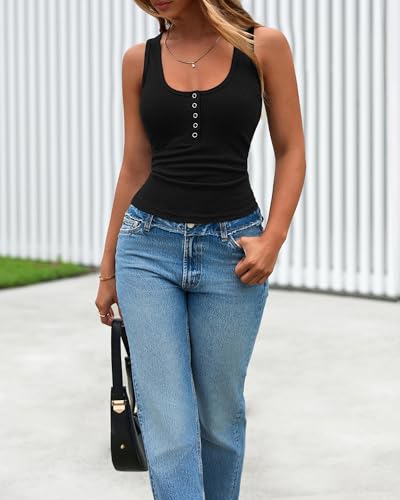 BTFBM Women's Ribbed Summer Tank Tops 2026 - color: Black, size: Large