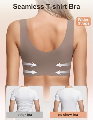 Jelly Bras for Women No Underwire Seamless Pullover Bras Wireless T Shirt Bralettes Wide Straps Sleep Everyday Bra - color: Grey, size: Large