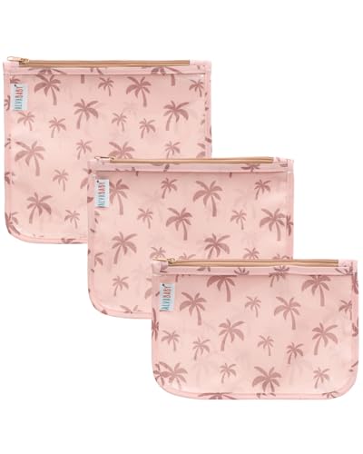 ALVA 3pcs Mess-Proof Travel Pouches,TSA Approved Toiletry Bag,Makeup Bag - color: Coconut tree