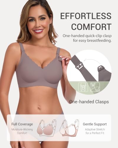 Vinfact Pumping Bra Hands Free-No Underwire Full Coverage Seamless Every Day Bra Holding & Breast Pump Bra - color: Grey, size: XX-Large