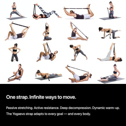 Yogaevo Elastic Stretching Strap With Loops For Physical Therapy - color: Black