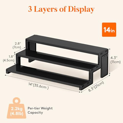 Lifewit 14″ Spice Rack, Perfume Cologne Stand, Tool-Free Assembly, 2 Pcs - color: Black, size: 14″3-Tier,2 pc