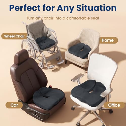 Memory Foam Seat Cushion for Office Chair & Car Seat, Grey - color: Grey