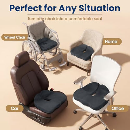 Memory Foam Seat Cushion for Office Chair & Car Seat, Grey - color: Grey