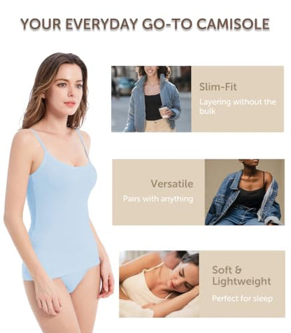 Comfneat Women's 4-Pack Slim-Fit Camisole Adjustable Spaghetti Strap Tops - color: Color-set-2 4-pack, size: XX-Large