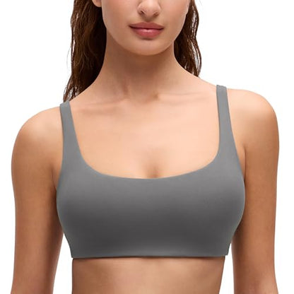 CRZ YOGA Butterluxe Square Neck Sports Bras - color: Ash Grey, size: Medium