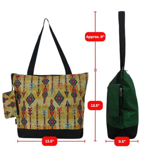 NGIL Medium Canvas Tote Bag with Coin Purse - color: Boho Tribal-black