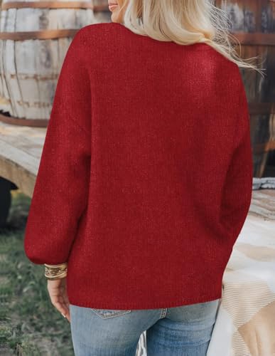 ZESICA Women's Oversized Chunky Knit Cardigan Sweaters Fall Fashion - color: Red, size: Medium
