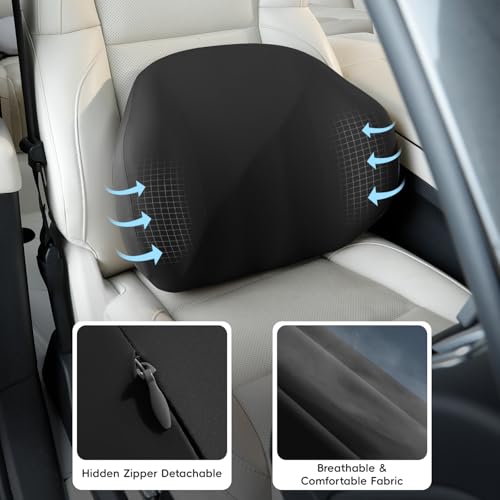 BEBAS Ergonomic Memory Foam Lumbar Support Pillow for Car & Office, Black - color: Black