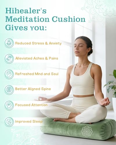 3 in 1 Yoga Bolster Pillow Set, Premium Rectangular Velvet Cushion - color: Sage Green