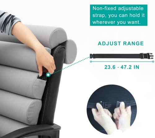 Ergonomic Lumbar Support Pillow for Office Chair,Adjustable Back Cushion - color: Light Grey