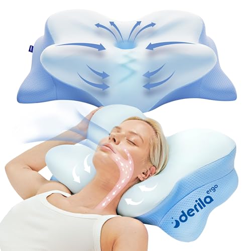 Derila Ergo Cervical Neck Pillow for Sleeping Pillow Contour Memory Foam Pillows for Back, Side Sleeper Pillows 21.25 x 14.17 x 4.72 inches - size: Pillow - 21.25 x 14.17 x 4.72 in