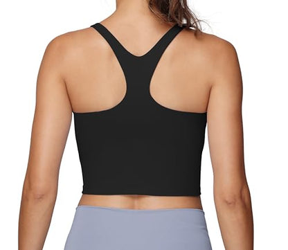 Foucome Nursing Tank Tops Racerback Longline Nursing Sports Bra - color: Black, size: X-Large