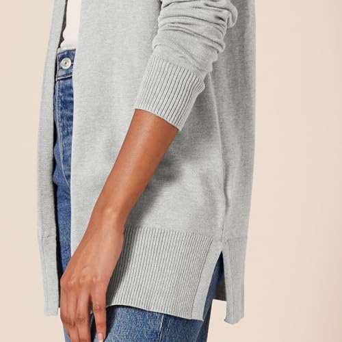 Amazon Essentials Women's Lightweight Long-Sleeve Open-Front Long Cardigan Sweater, Regular Fit - color: Light Grey Heather, size: 1X