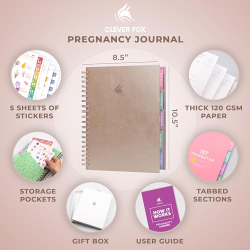 Clever Fox Pregnancy Journal, Expecting First Time Mom Planner Pearl - color: Pearl, size: 9" x 10.5" Regular Edition
