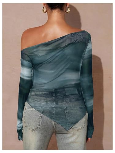 MakeMeChic Women's Maternity Clothes Fall Tie Dye Asymmetrical Blouse Tops - color: Multicolor, size: Large