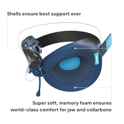 Cabeau Evolution X Deluxe - Best Travel Neck Pillow with Travel Bag (Dark Blue/Light Blue)
