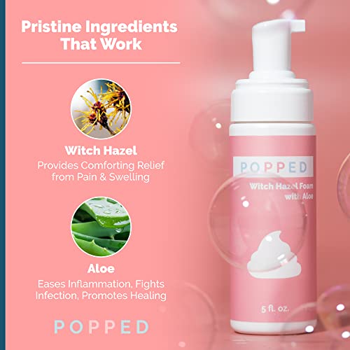 POPPED Witch Hazel Foam and Disposable Underwear (5 Pack) Postpartum Essentials Bundle