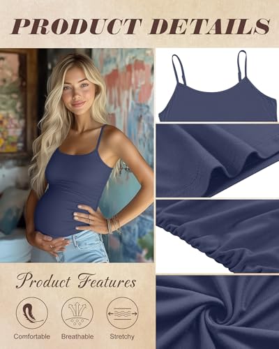 Ficerd 3 Pack Women's Maternity Tank Tops - color: Haze Blue, Peach Pink, Gray Green, size: Medium
