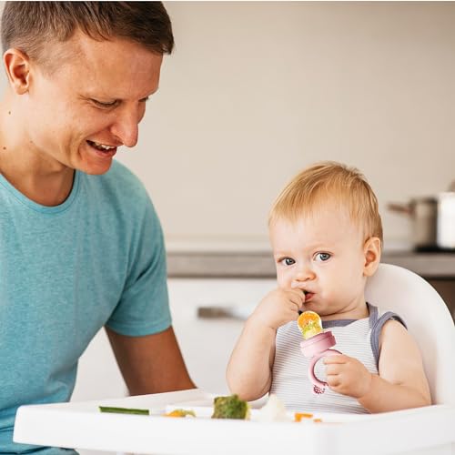 BigSpinach Silicone Baby Food Freezer Tray with Teething Popsicle Molds - Baby Fruit Feeder and Breastmilk Teether Combo - color: Pink