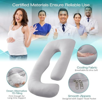 Cooling Pregnancy Pillows for Sleeping, 65'' Full Body Pillow, Light Grey - color: Light Grey, size: 65 Inch