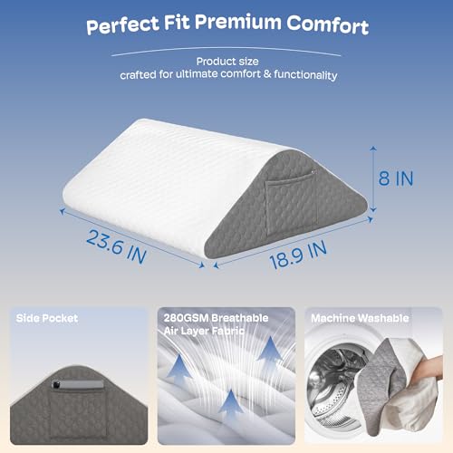 Simpledad Wedge Pillow for Sleeping Leg Pillows After Surgery Pain Relief - color: White 1pcs 8"h