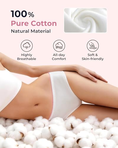 DOLAATEX Women's Disposable Underwear, 100% Cotton, White, 6pk - size: Small