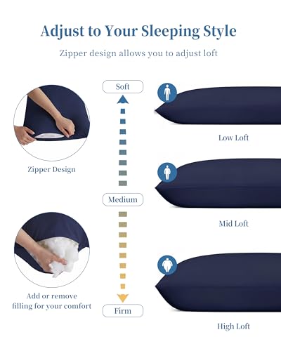 YZ HOME Full Body Pillow Insert -Large Long Bed Pillow for Side Sleeper - color: Navy