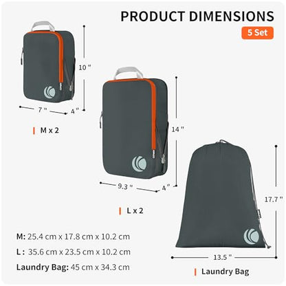 Cipway 5 Set Compression Packing Cubes for Travel (Grey 5pcs) - color: Grey, size: 5PCS