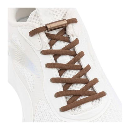 Elastic Shoe Laces for Kids and Adults Sneakers,Elastic No Tie Shoelaces - color: Brown 1